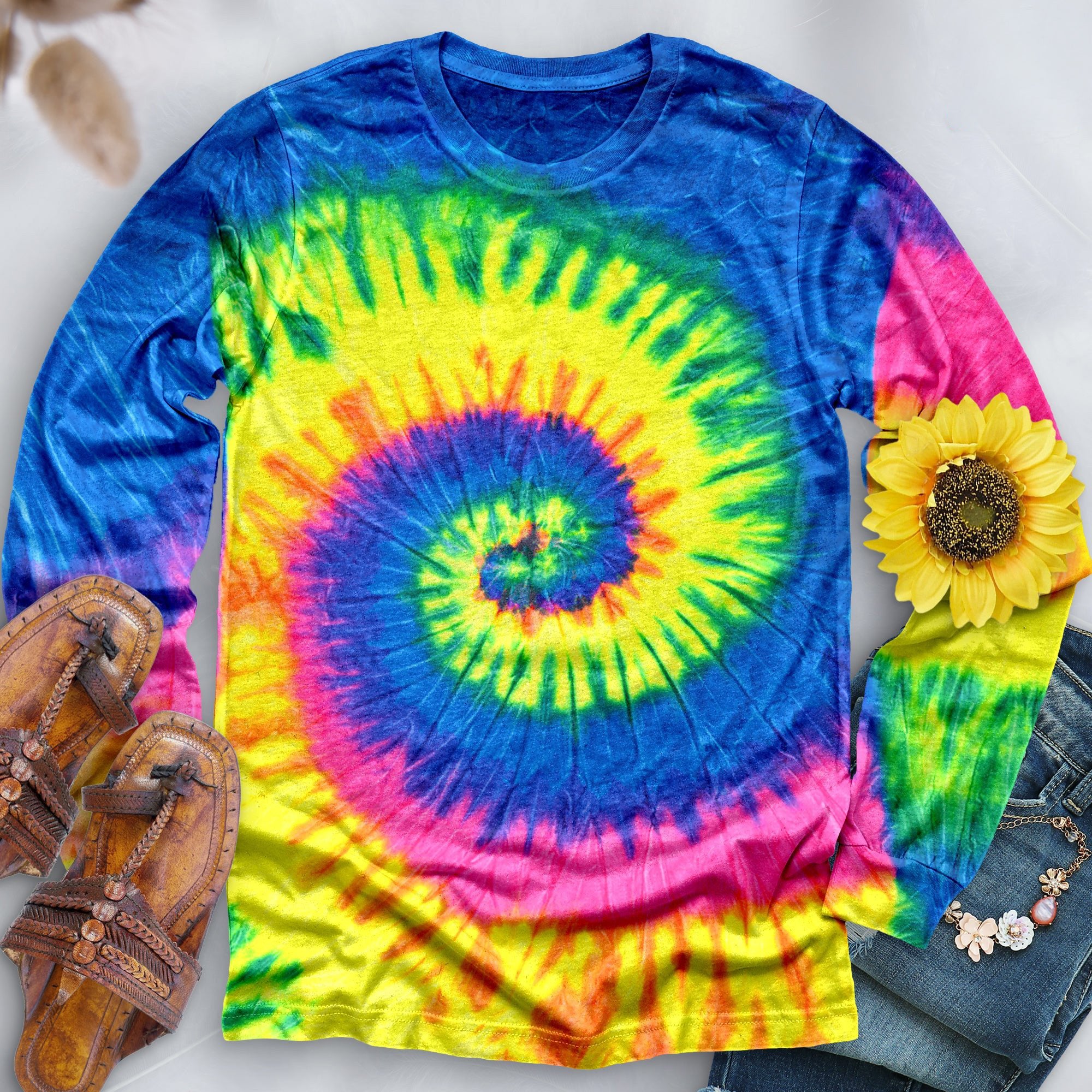 Neon Rainbow Hand Dyed Long Sleeve