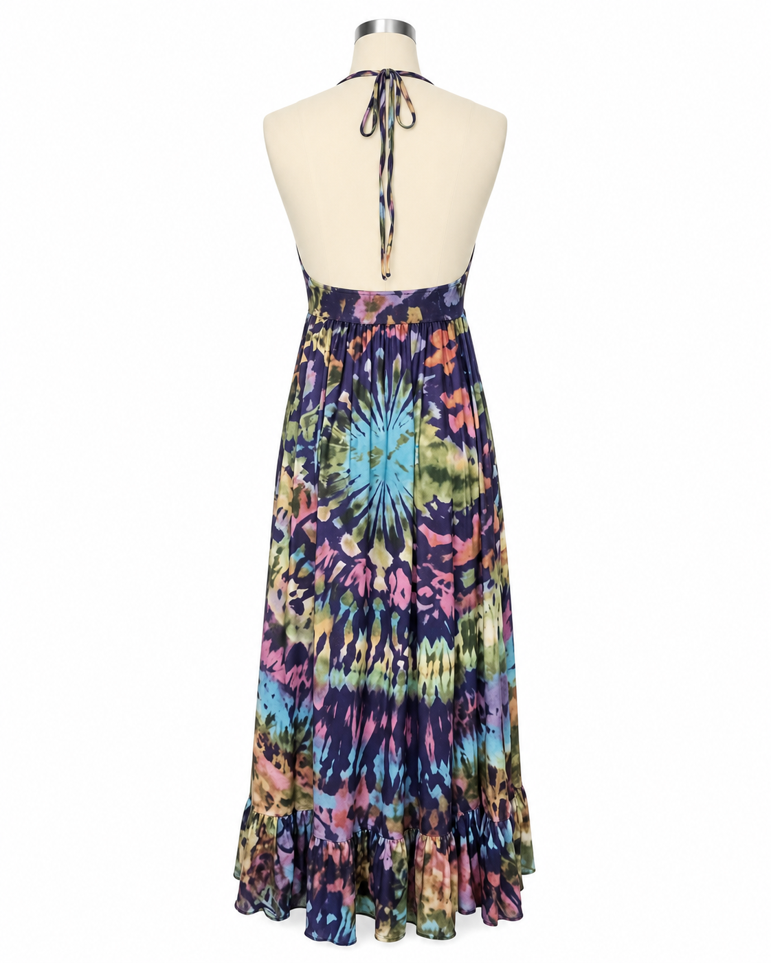 Boho Tie-Dye Halter Maxi Dress