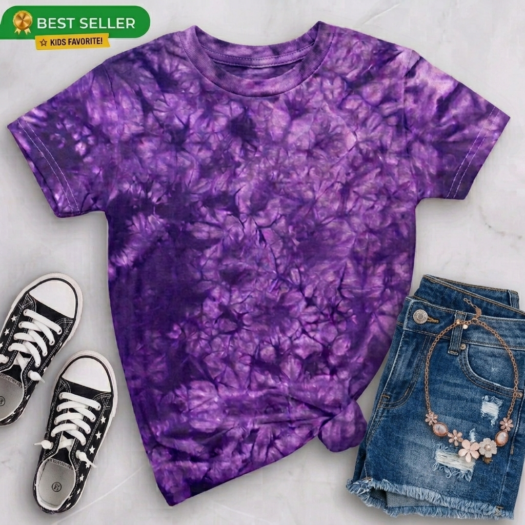 Camisa cómoda teñida a mano de primera calidad en color morado cristal 
