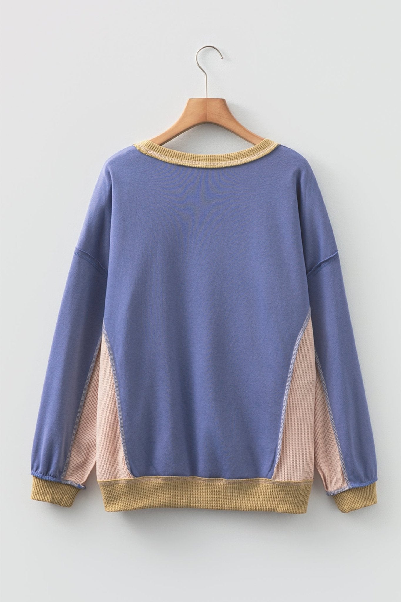 Alaina Waffle Patchwork Oversize Sweatshirt by Threaded Pear - Free Spirited