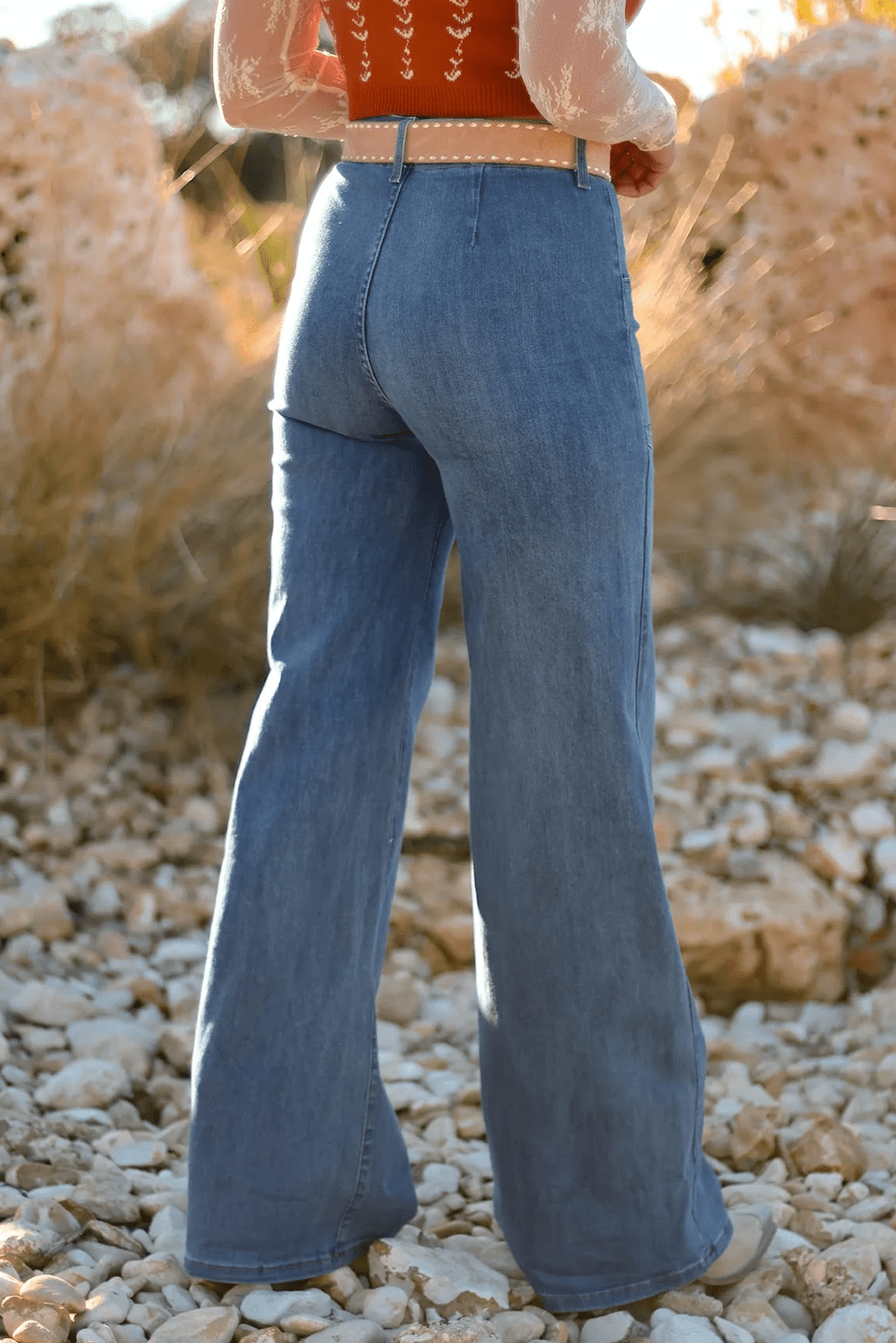 Aleah Waist Wide Leg Jeans by Threaded Pear - Free Spirited