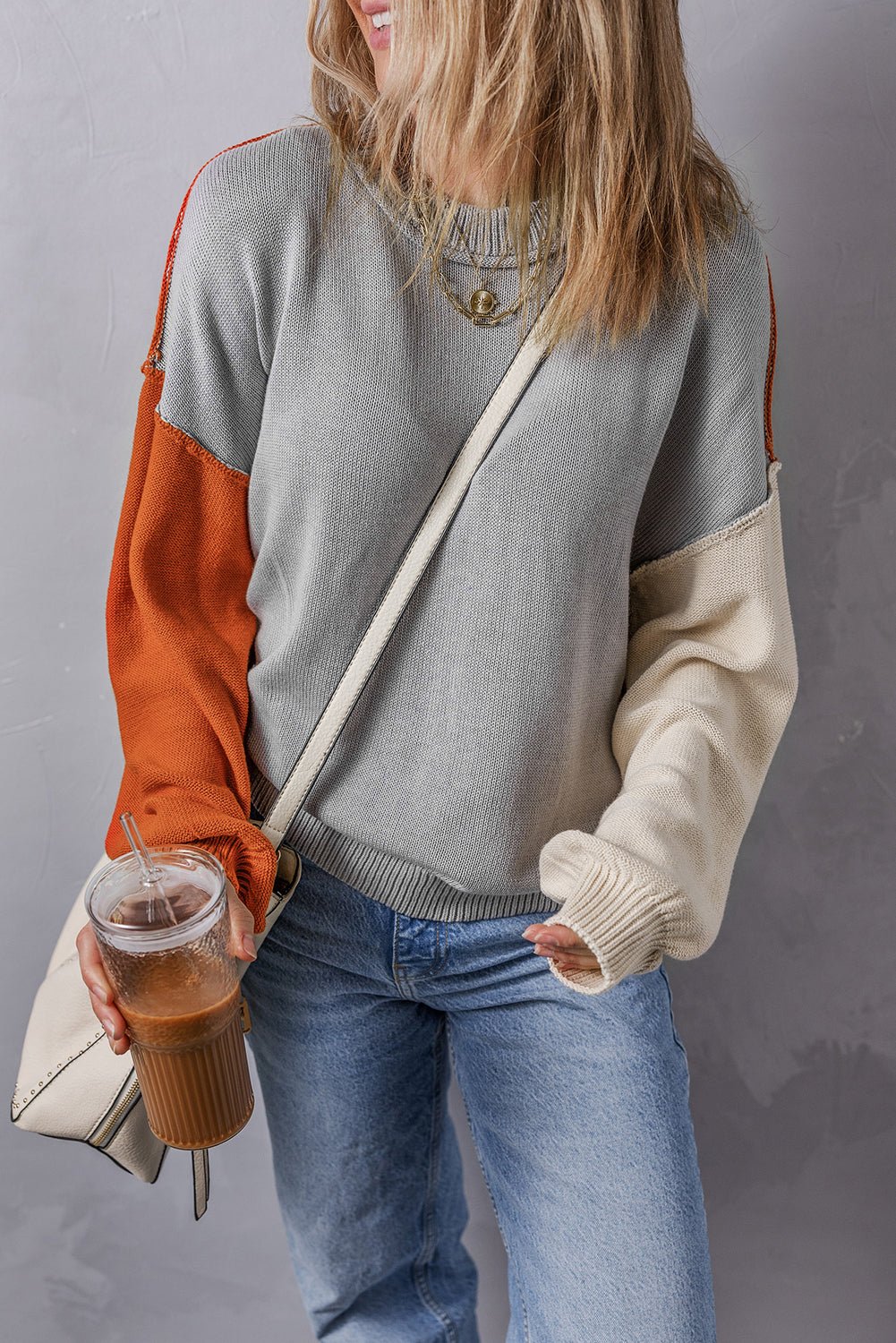 Alejandra Sleeve Ribbed Trim Sweater by Threaded Pear - Free Spirited