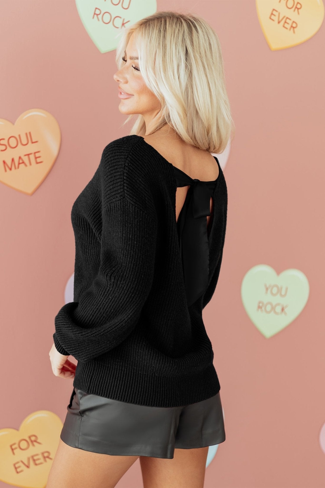 Alianna Backless Drop Shoulder Sweater by Threaded Pear - Free Spirited