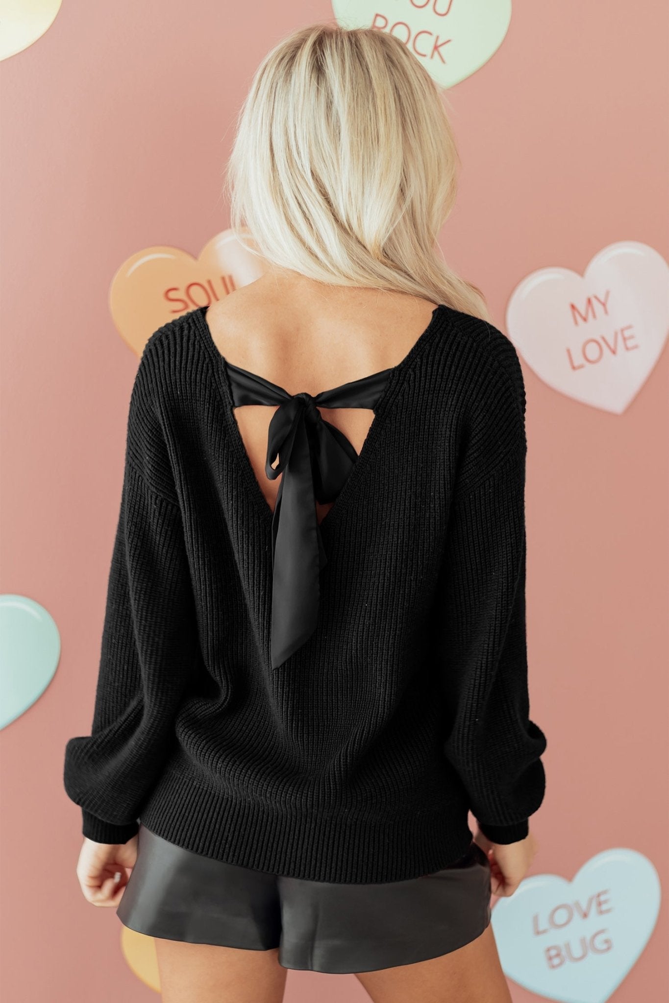 Alianna Backless Drop Shoulder Sweater by Threaded Pear - Free Spirited