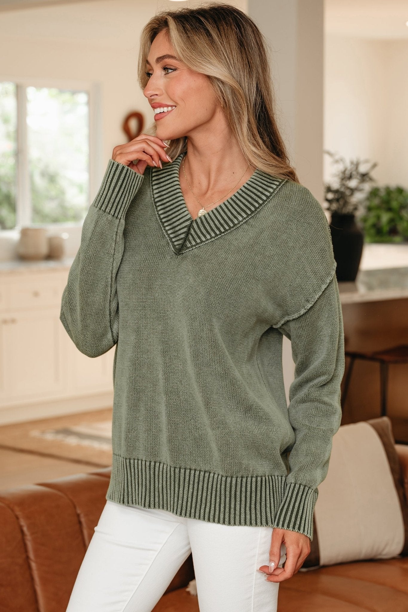 Alma Drop Shoulder Loose Sweater by Threaded Pear - Free Spirited