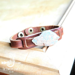 Aqua Terra Slab on Narrow Leather Cuff Bracelet 006c - Free Spirited