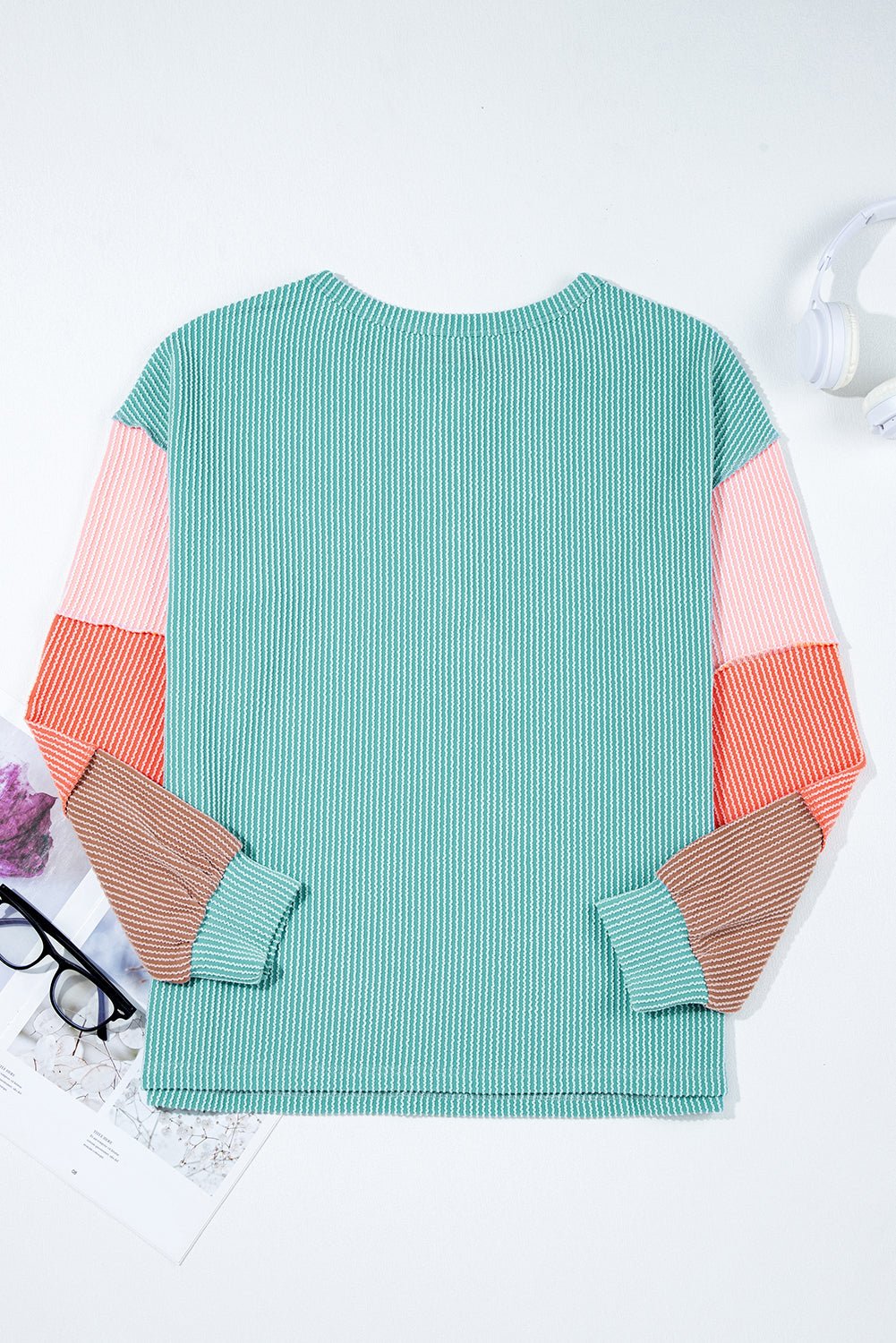 Aria Knit Colorblock Henley Top by Threaded Pear - Free Spirited