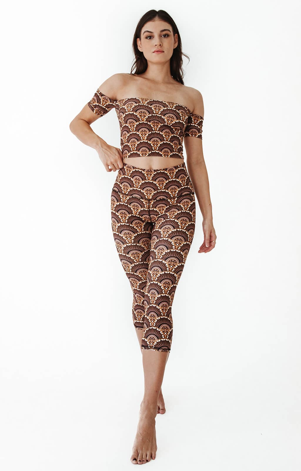 Art Deco Printed Yoga Crops - Free Spirited