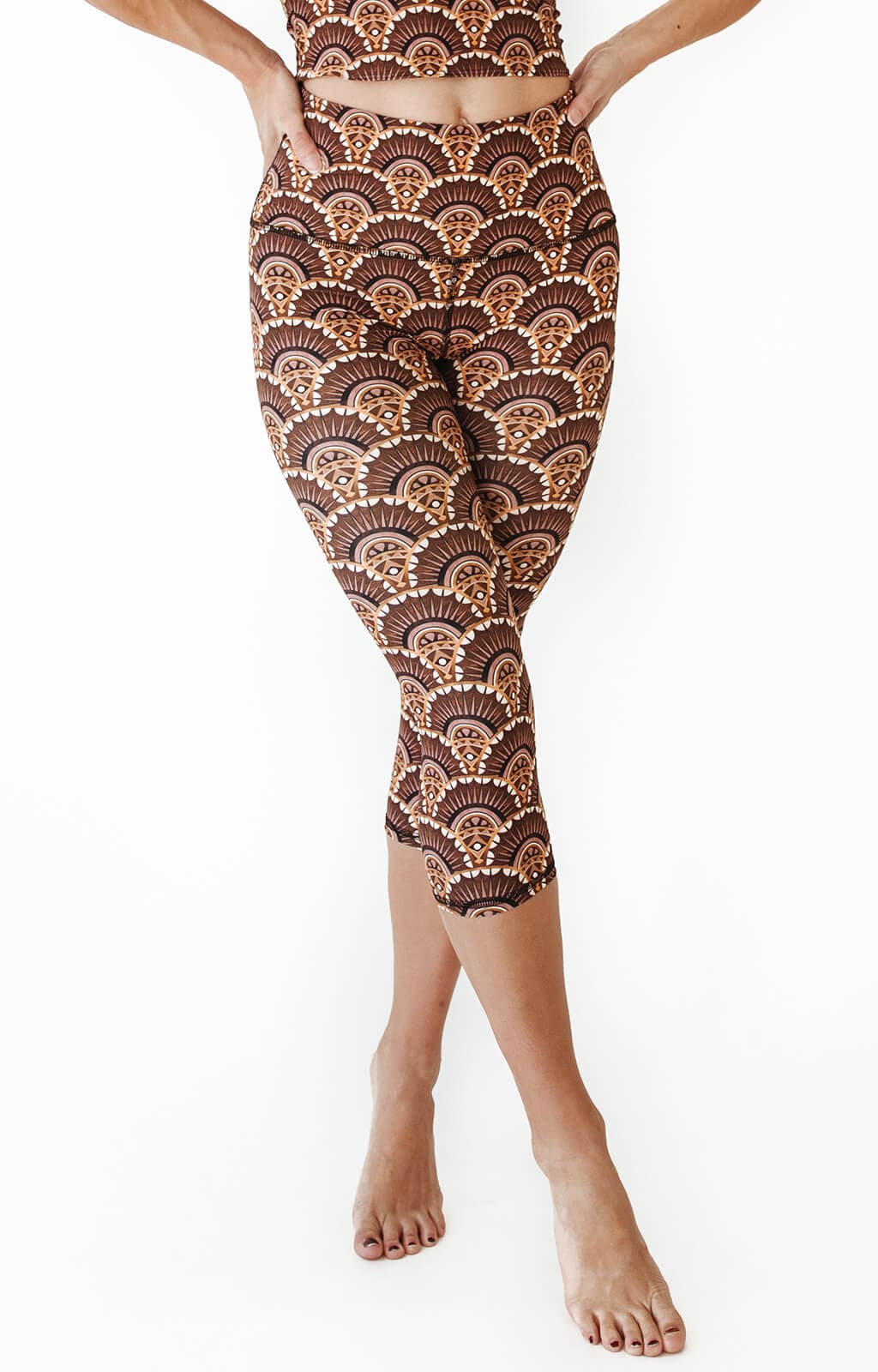 Art Deco Printed Yoga Crops - Free Spirited