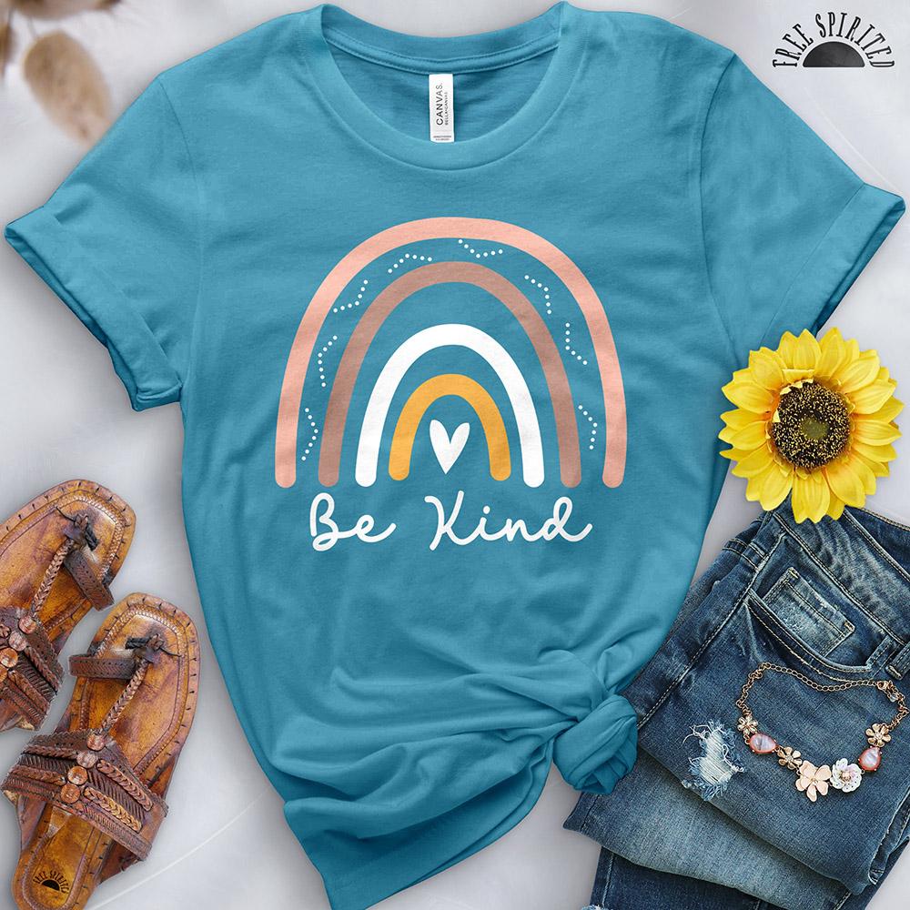 Be Kind Boho Rainbow Tee - Free Spirited