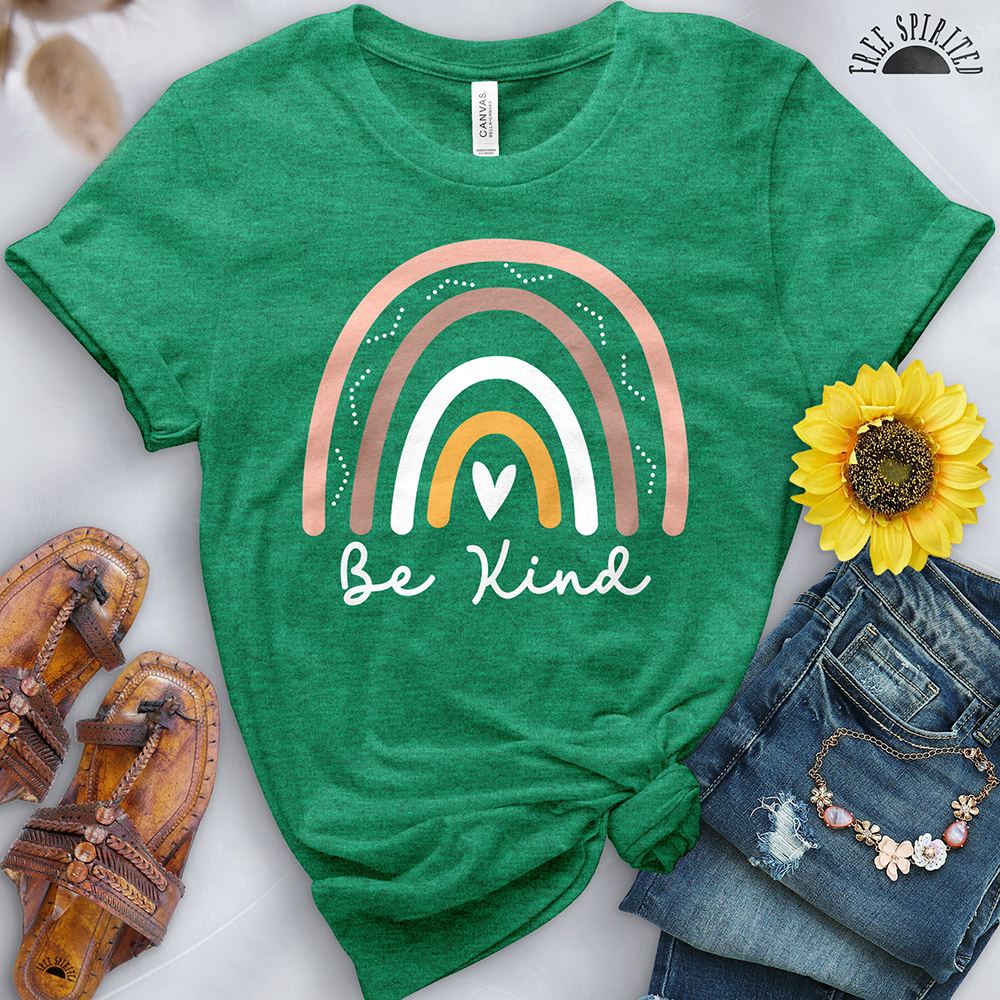 Be Kind Boho Rainbow Tee - Free Spirited