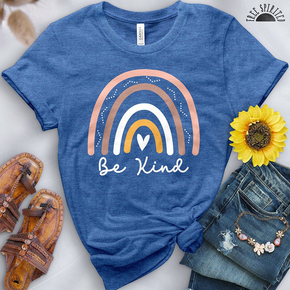 Be Kind Boho Rainbow Tee - Free Spirited