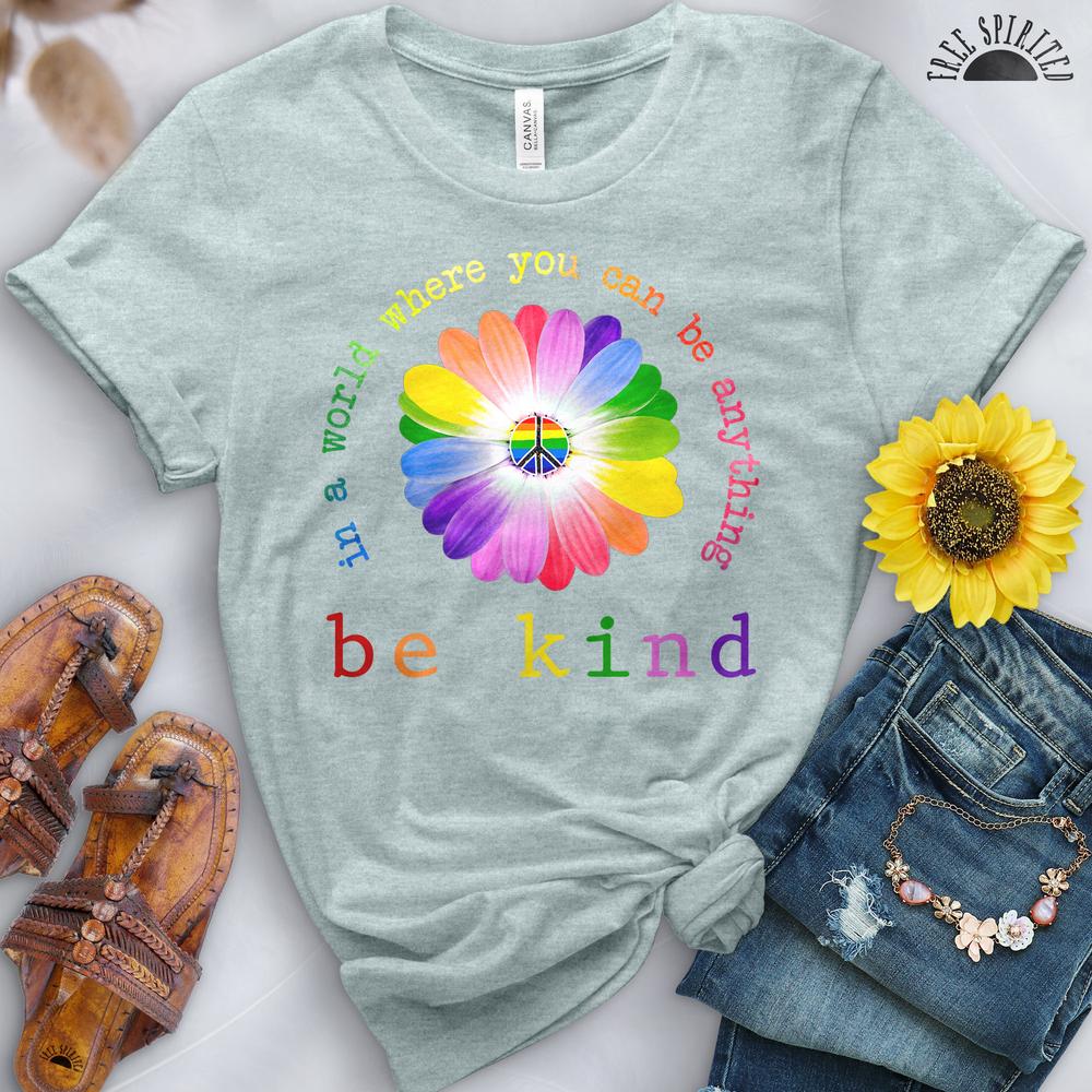 Be Kind Rainbow Sunflower Tee - Free Spirited