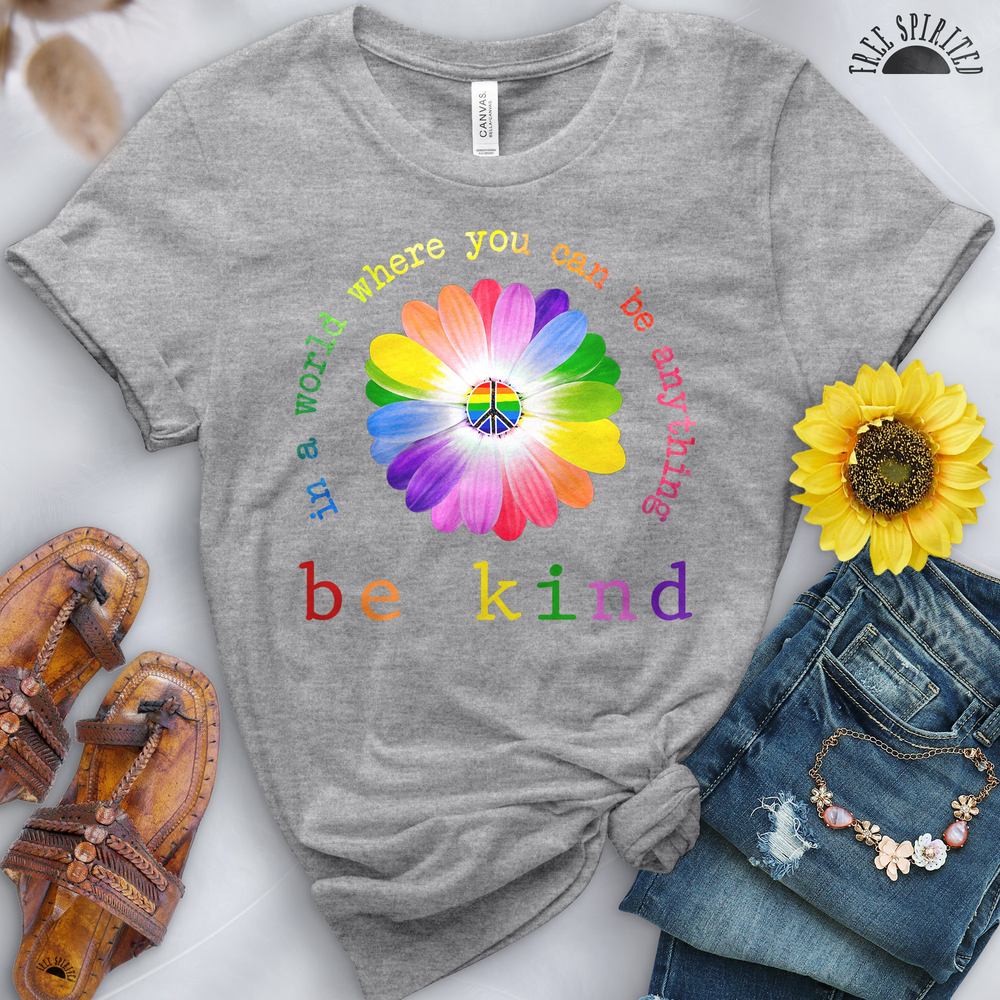 Be Kind Rainbow Sunflower Tee - Free Spirited