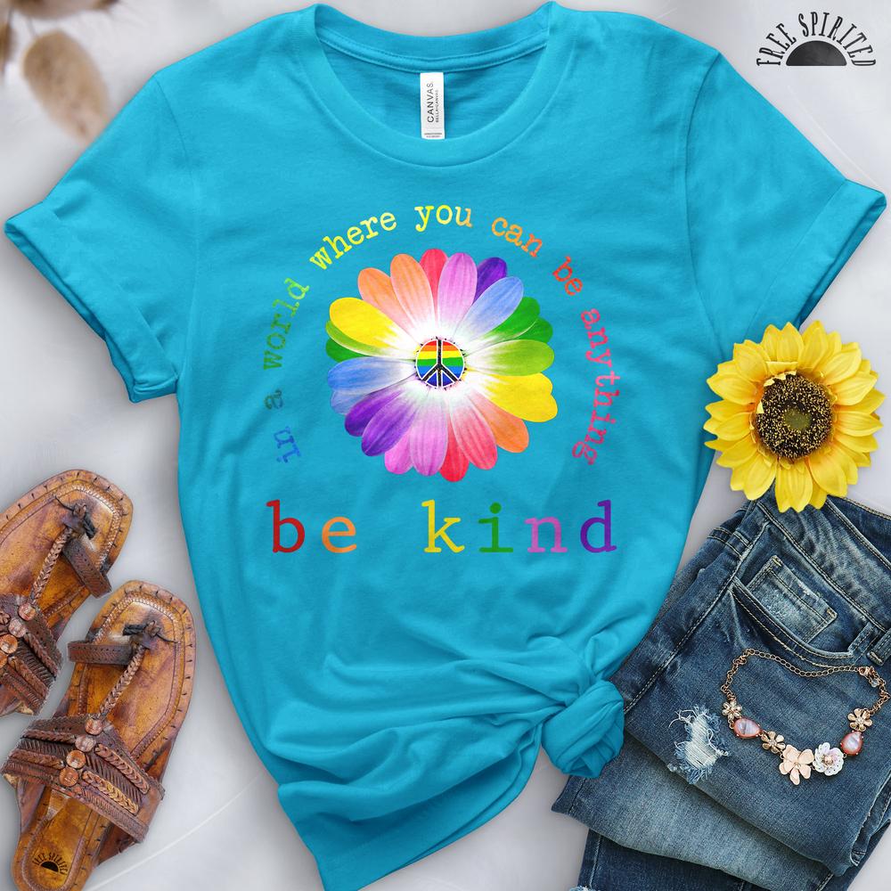 Be Kind Rainbow Sunflower Tee - Free Spirited