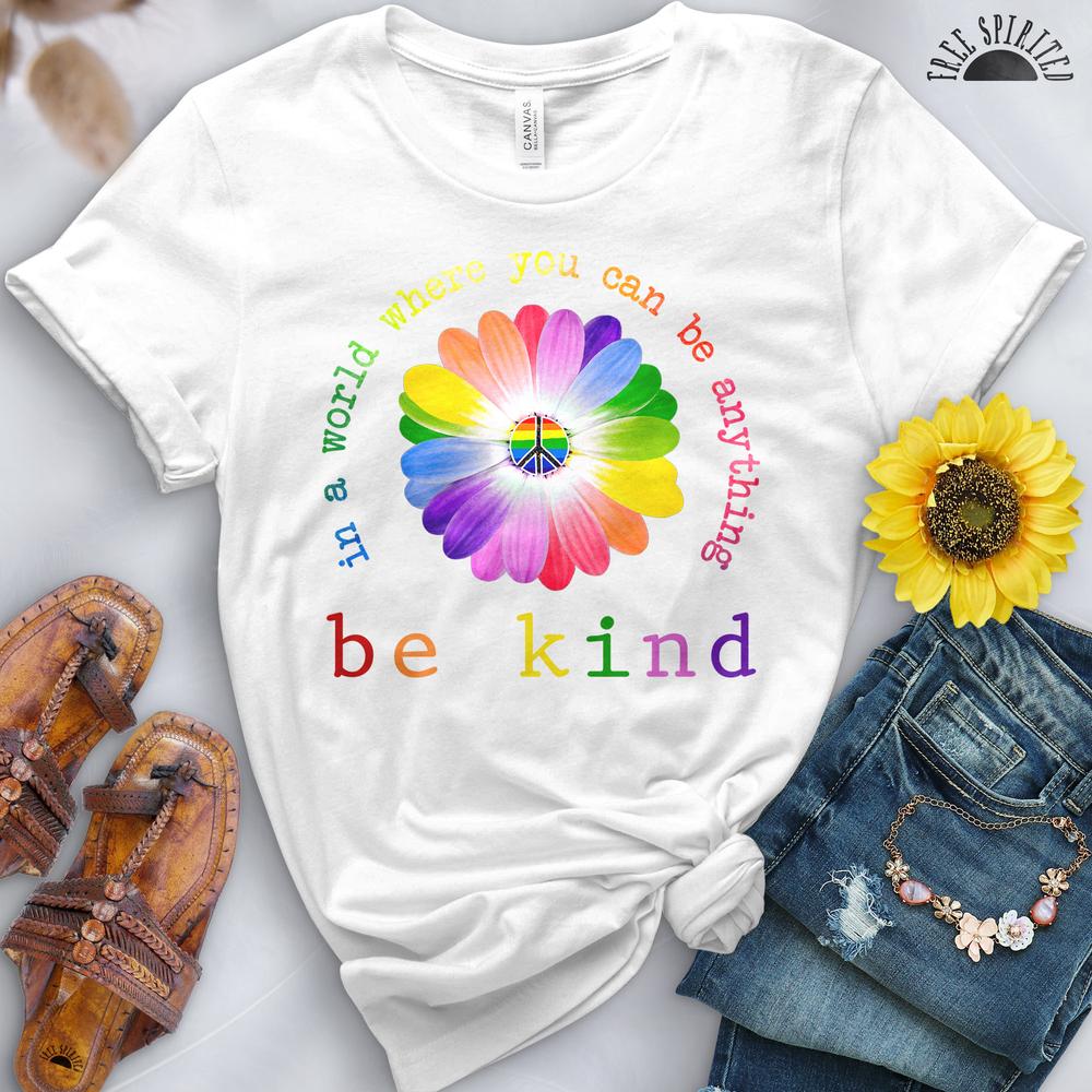 Be Kind Rainbow Sunflower Tee - Free Spirited