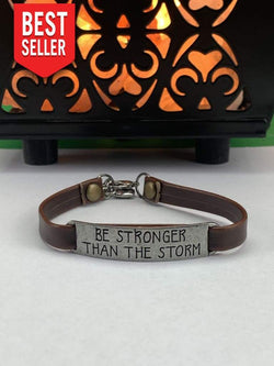 Be Stronger Than The Storm Leather Bracelet - Free Spirited