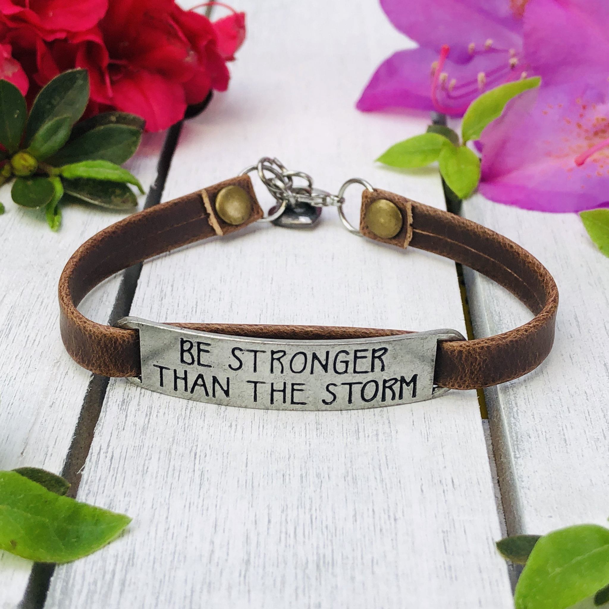 Be Stronger Than The Storm Leather Bracelet - Free Spirited