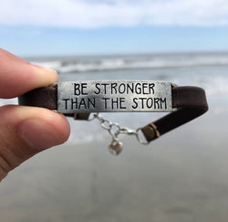 Be Stronger Than The Storm Leather Bracelet - Free Spirited