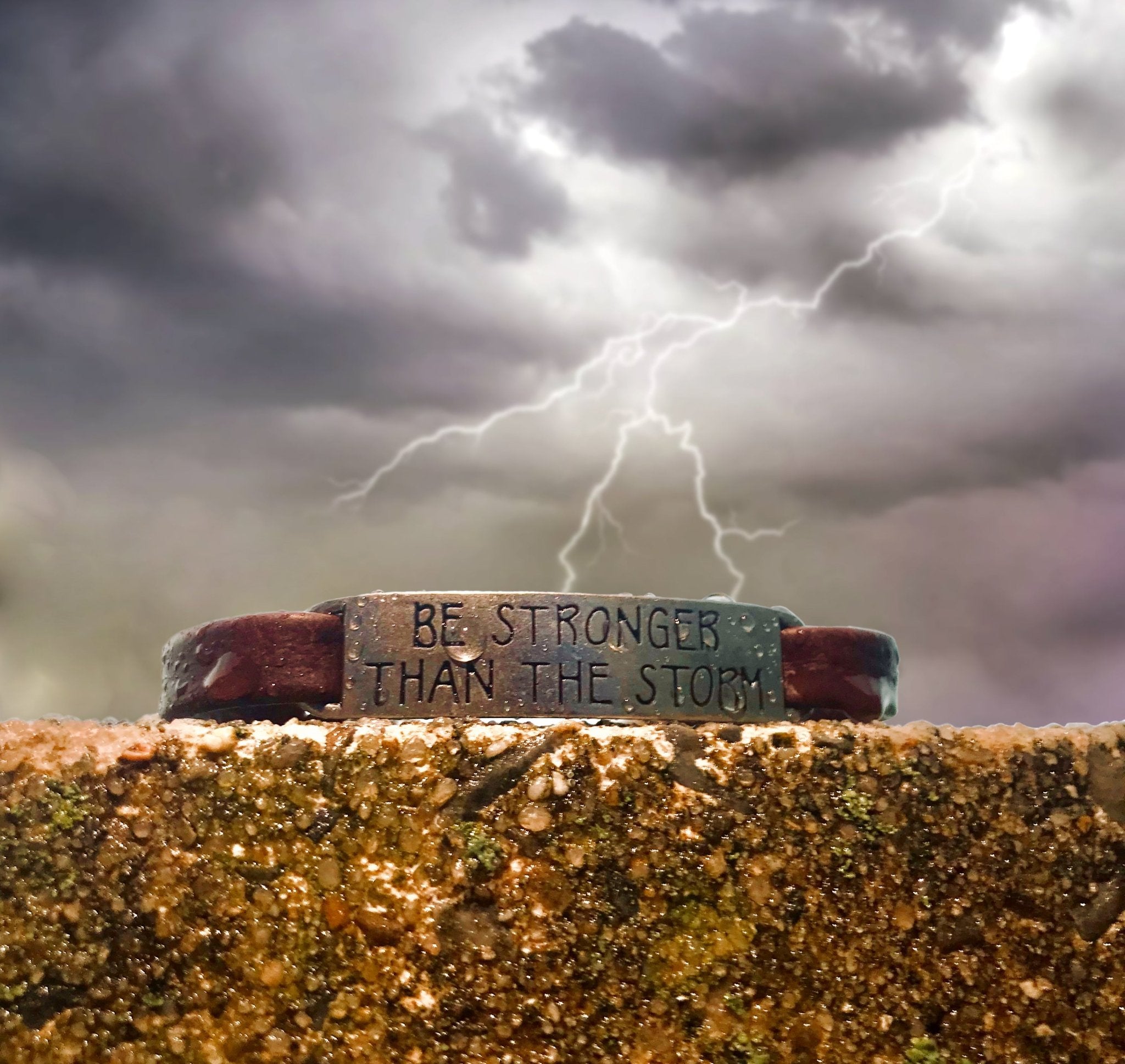 Be Stronger Than The Storm Leather Bracelet - Free Spirited