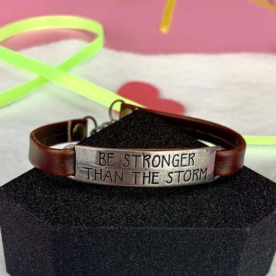 Be Stronger Than The Storm Leather Bracelet - Free Spirited