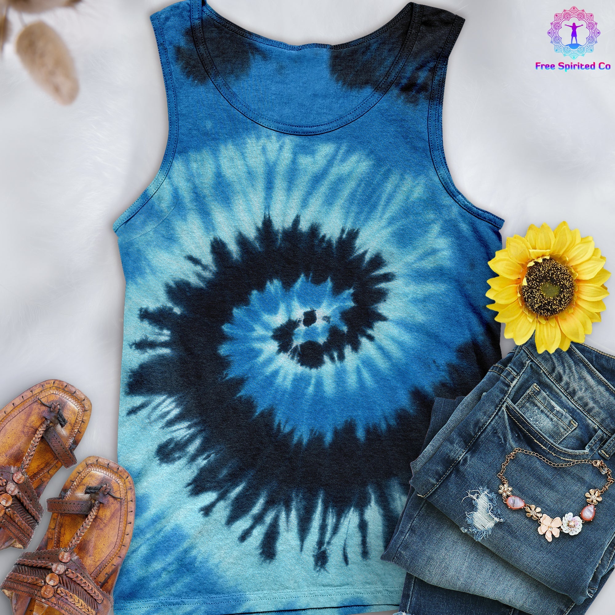 Blue Ocean Hand-Dyed Tank Top - Free Spirited