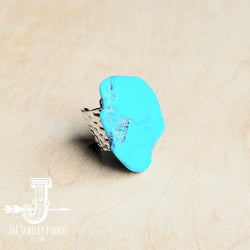 Blue Turquoise Slab Cocktail Statement Ring 012h - Free Spirited