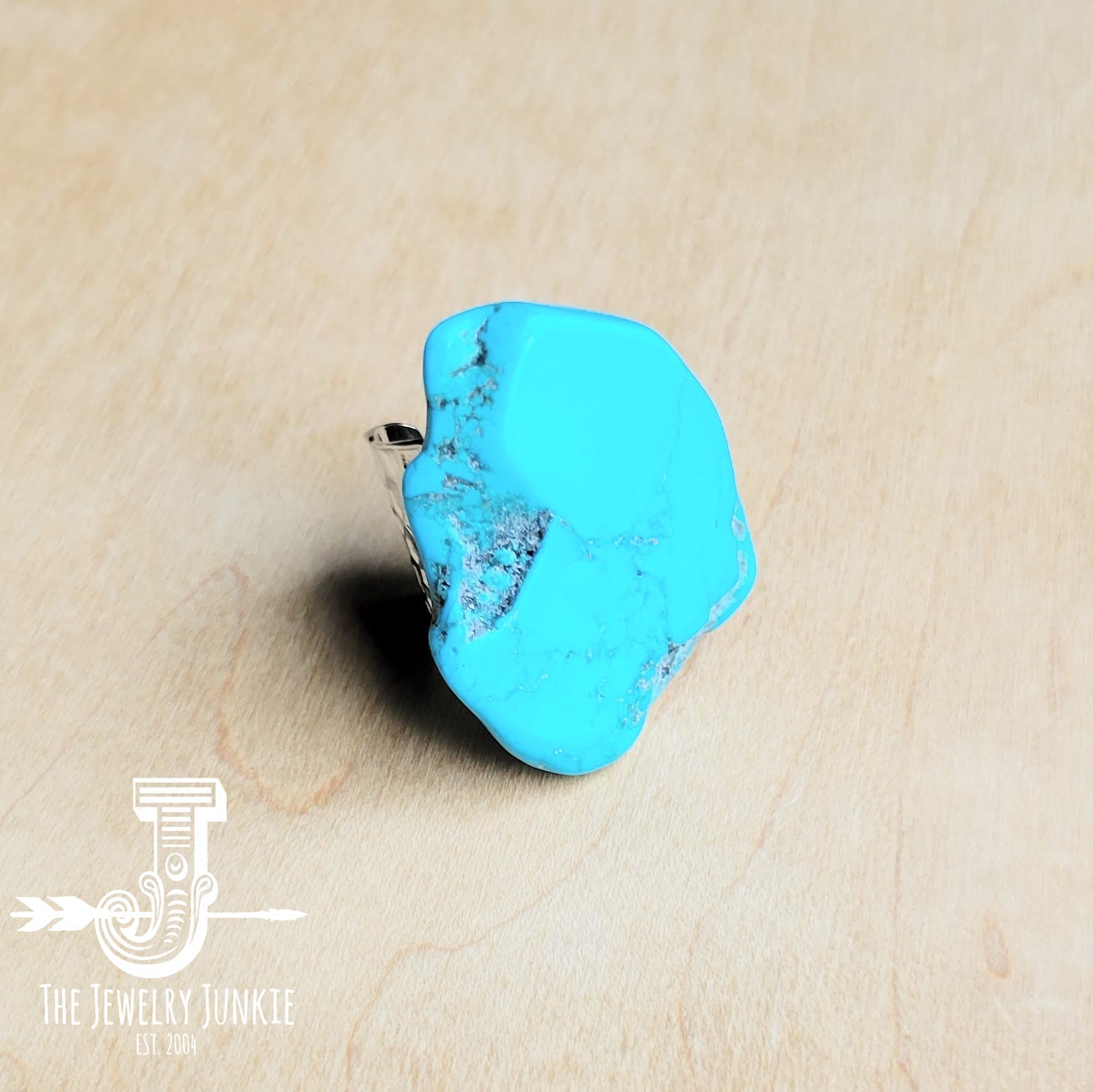 Blue Turquoise Slab Cocktail Statement Ring 012h - Free Spirited