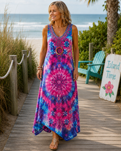 Boho Bliss Tie-Dye Sleeveless Maxi Dress Wildflower Tie-Dye / Medium
