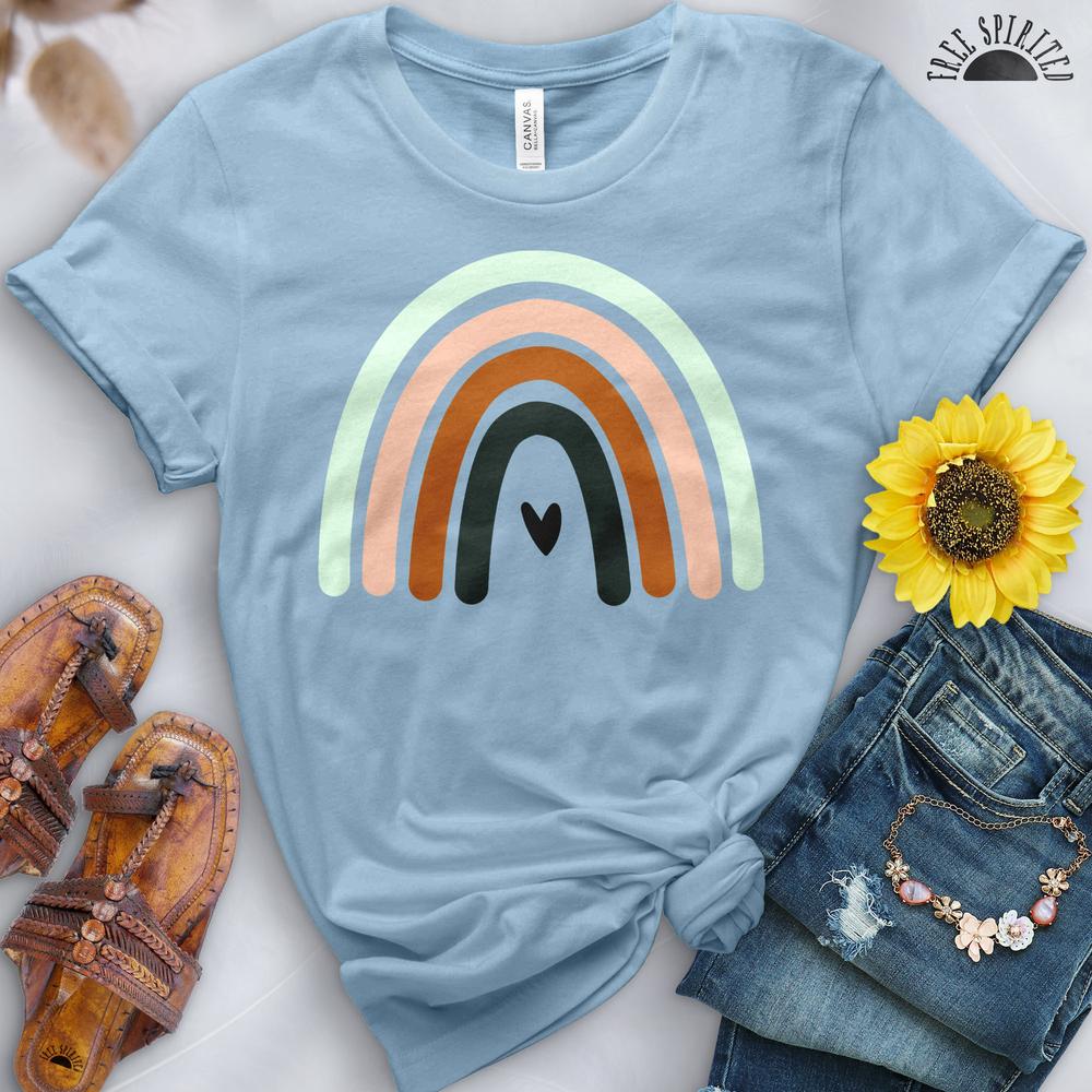 Boho Rainbow Heart Tee - Free Spirited