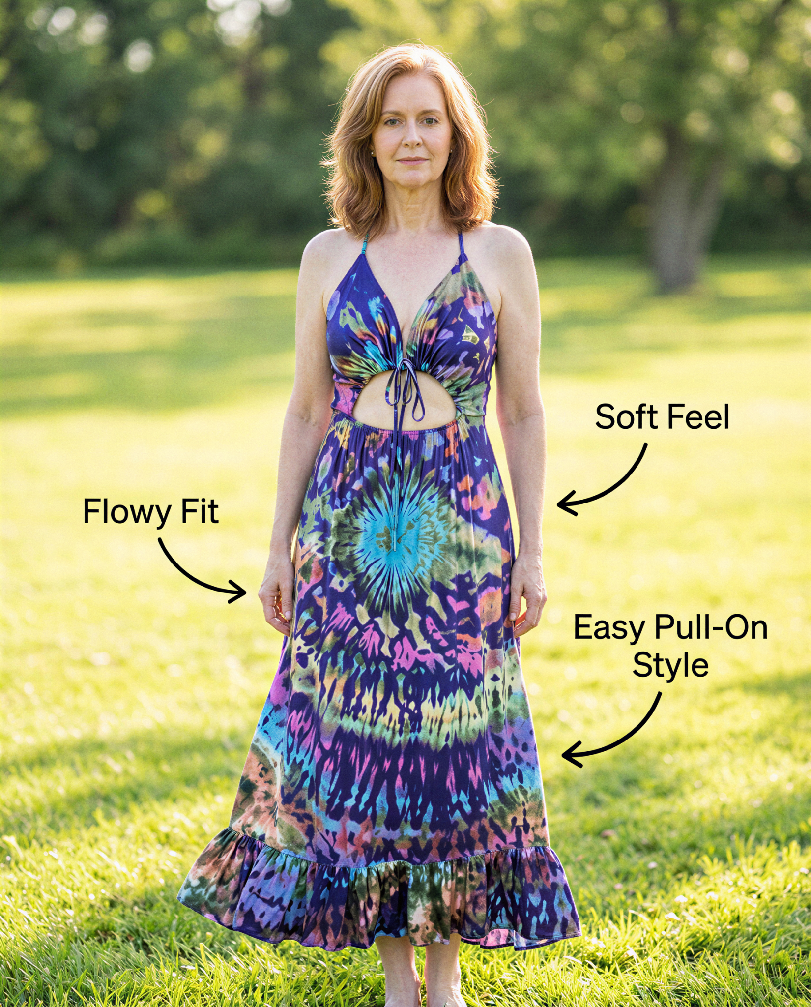 Boho Tie-Dye Halter Maxi Dress - Free Spirited