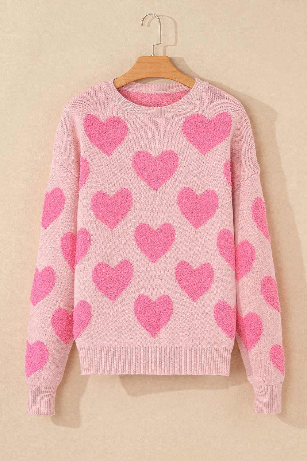 Cali Heart Jacquard Knit Sweater by Threaded Pear - Free Spirited