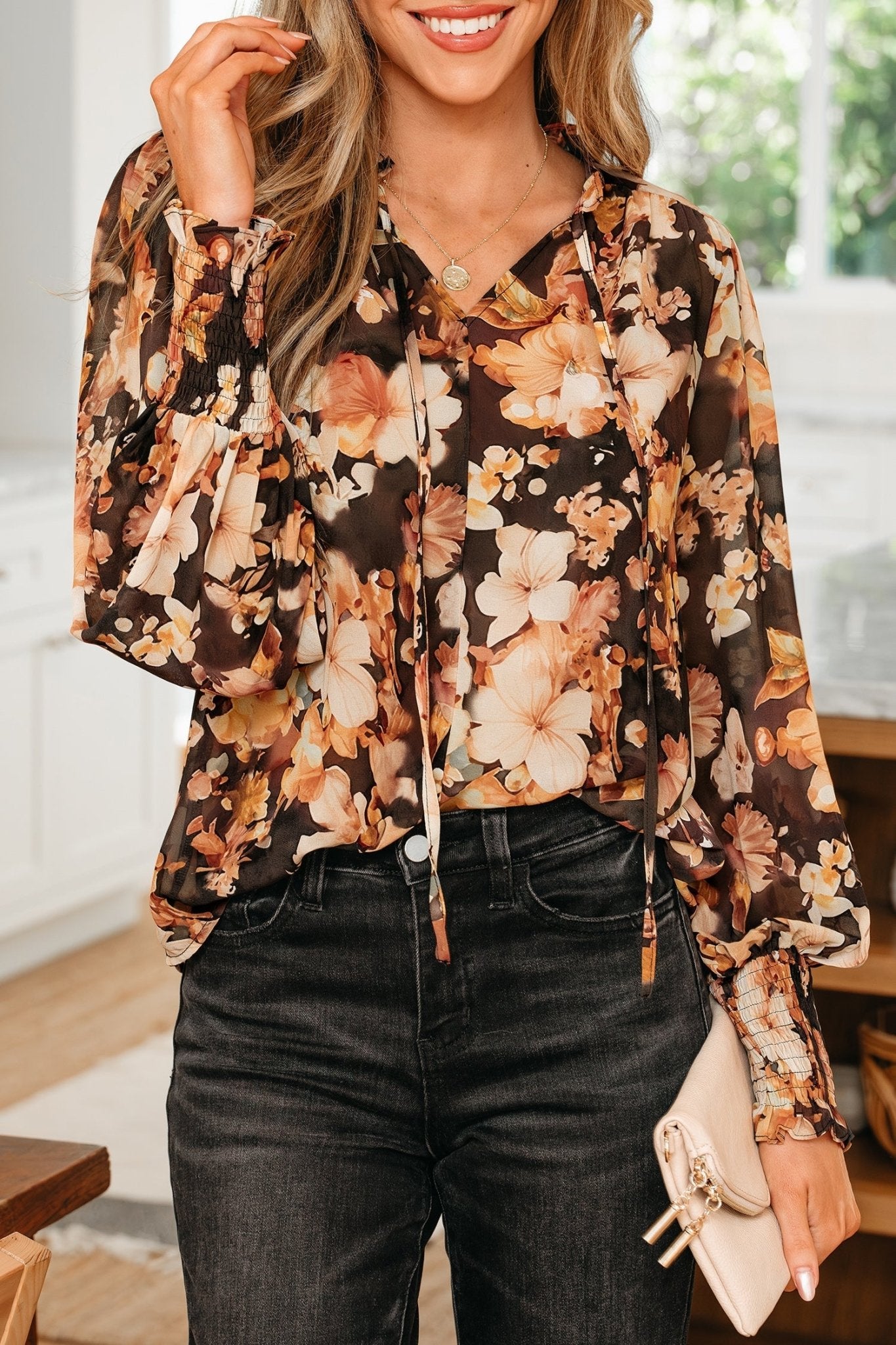 Cali Puff Sleeve Breezy Blouse by Threaded Pear - Free Spirited