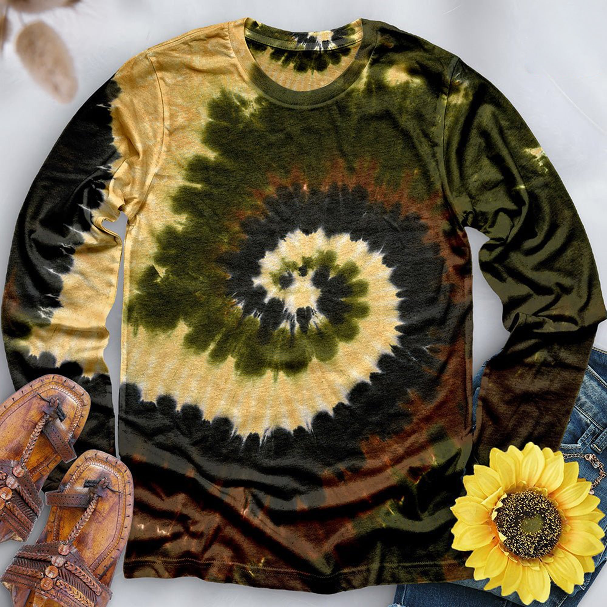 Camo Swirl Hand Dyed Long Sleeve - Free Spirited