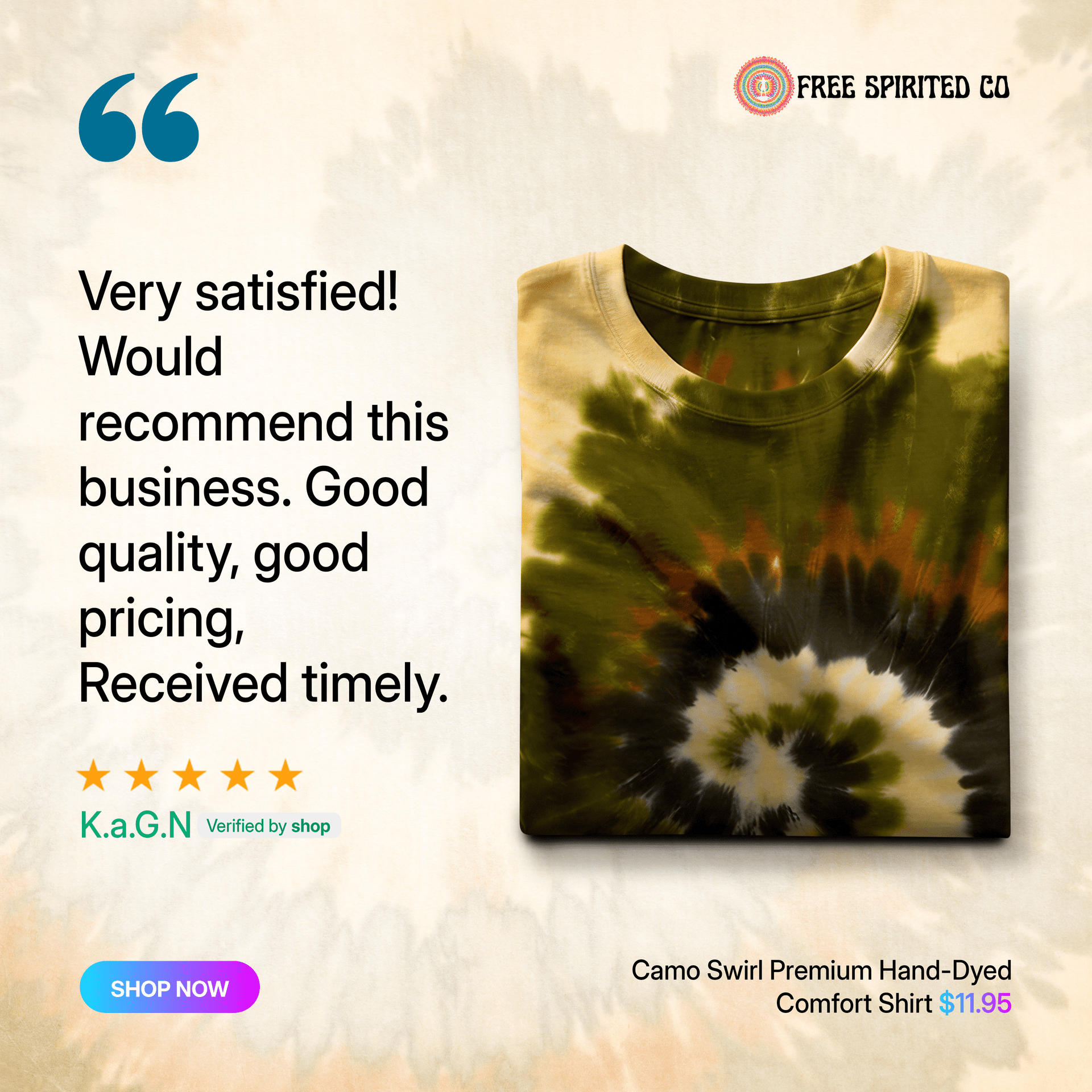 Camo Swirl Premium Hand - Dyed Comfort Shirt - Free Spirited