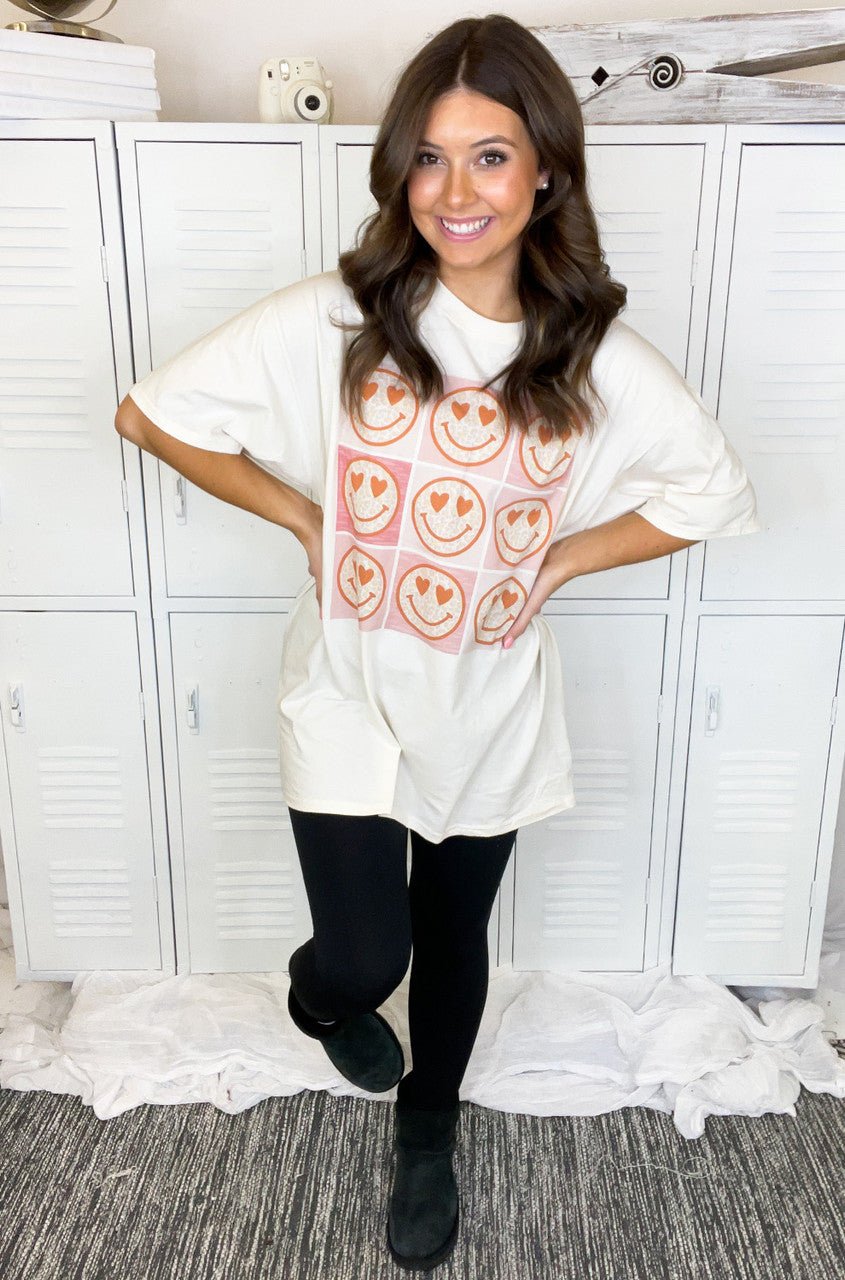 Checkerboard Smiley T-Shirt - Free Spirited