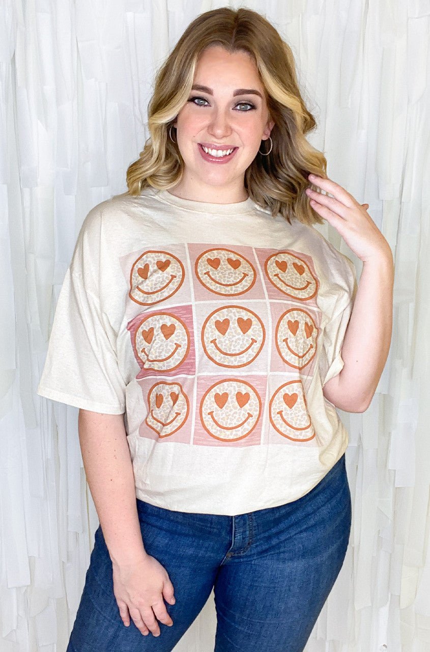 Checkerboard Smiley T-Shirt - Free Spirited