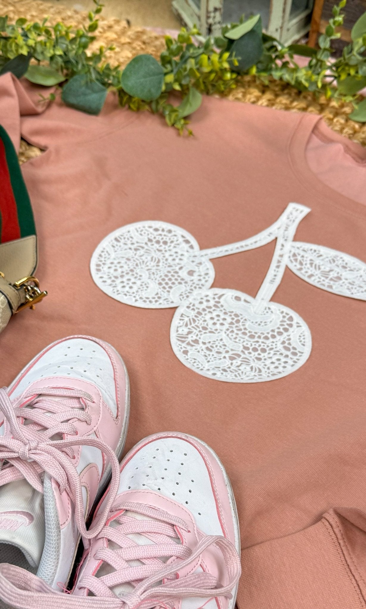 Cherry Lace Graphic Cropped Sweatshirt - Free Spirited