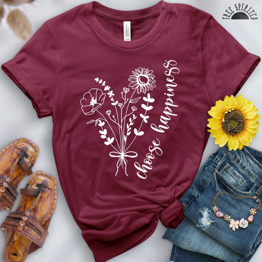 Choose Happiness Flowers Tee - Free Spirited