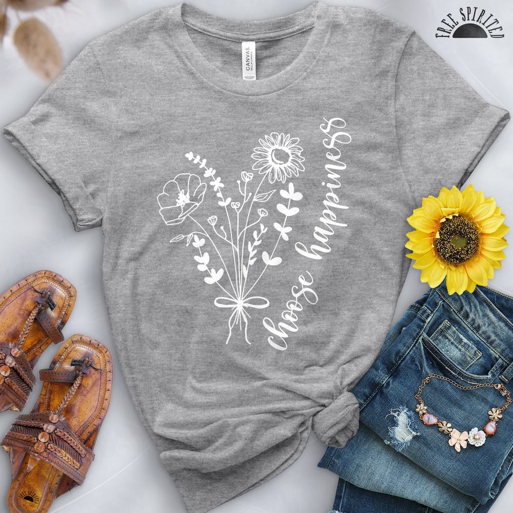 Choose Happiness Flowers Tee - Free Spirited