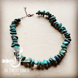 Chunky Natural Turquoise Collar Length Necklace (245b) - Free Spirited