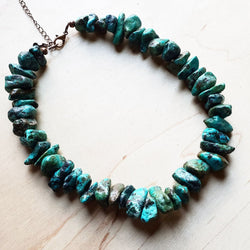 Chunky Natural Turquoise Collar Length Necklace (245b) - Free Spirited