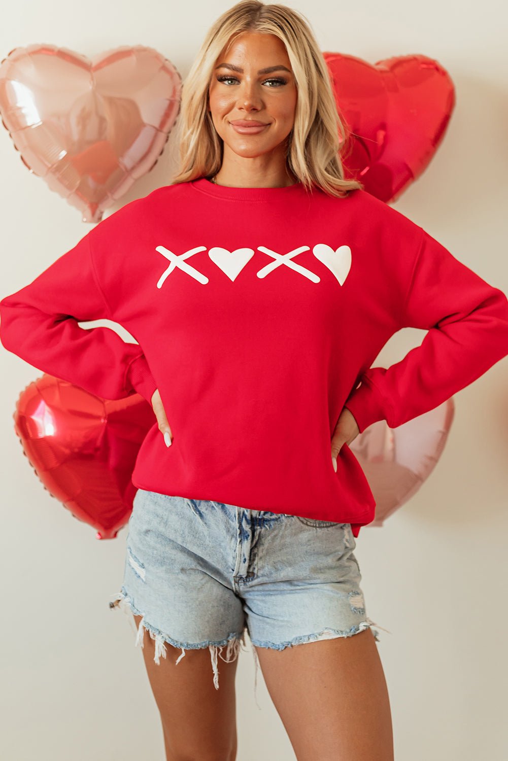 Clementine Print Valentines Heart Sweatshirt by Threaded Pear - Free Spirited