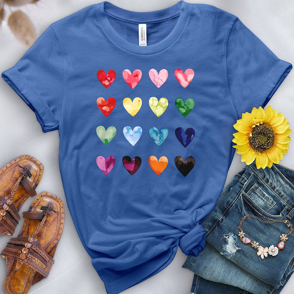 Colored Hearts Tee - Free Spirited