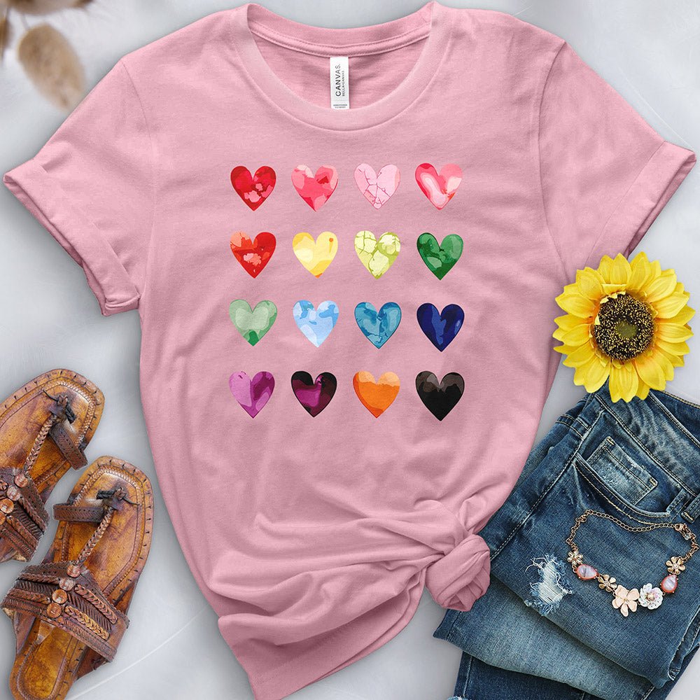 Colored Hearts Tee - Free Spirited