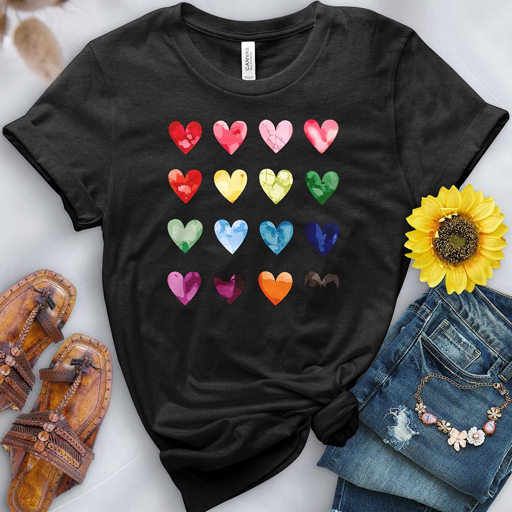 Colored Hearts Tee - Free Spirited