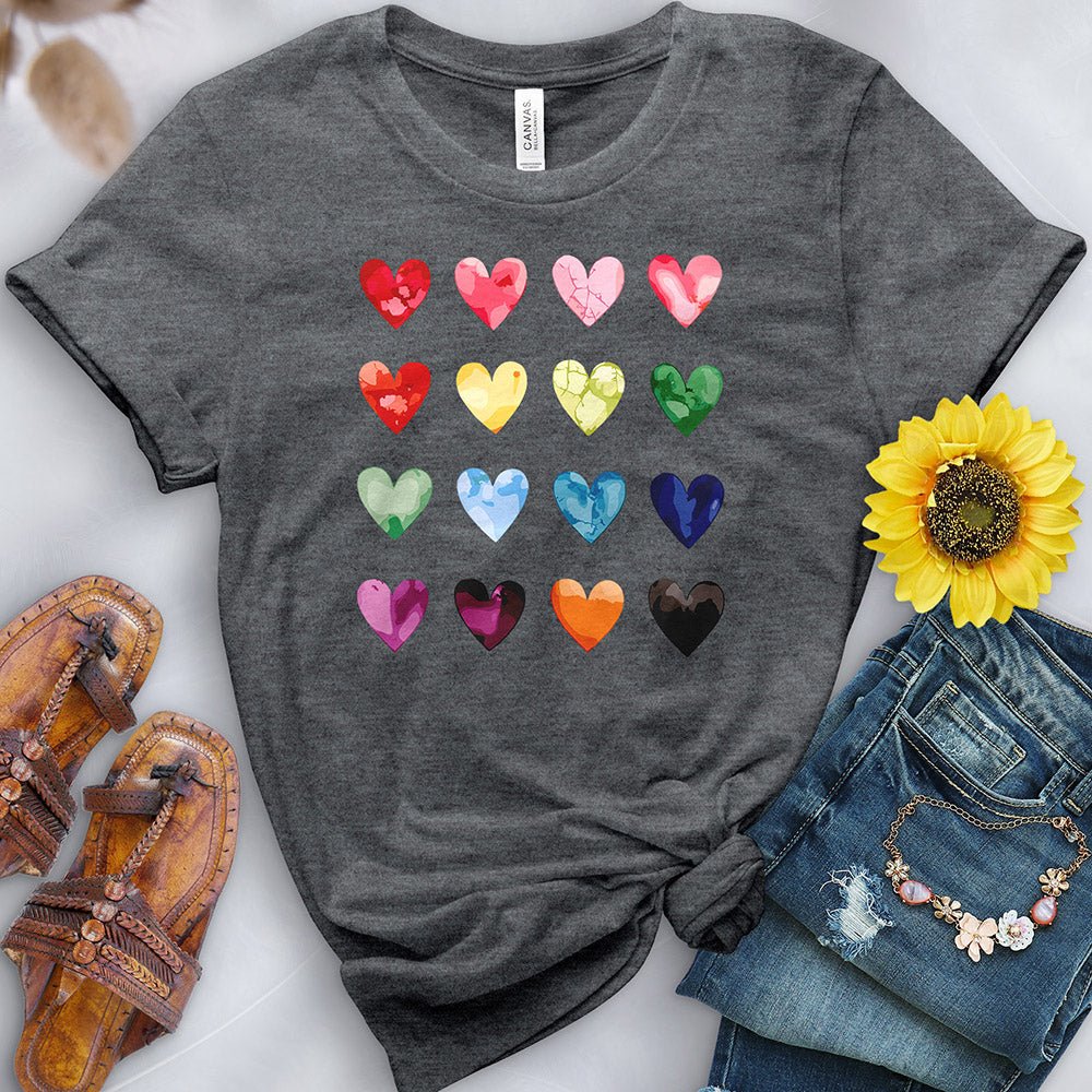 Colored Hearts Tee - Free Spirited