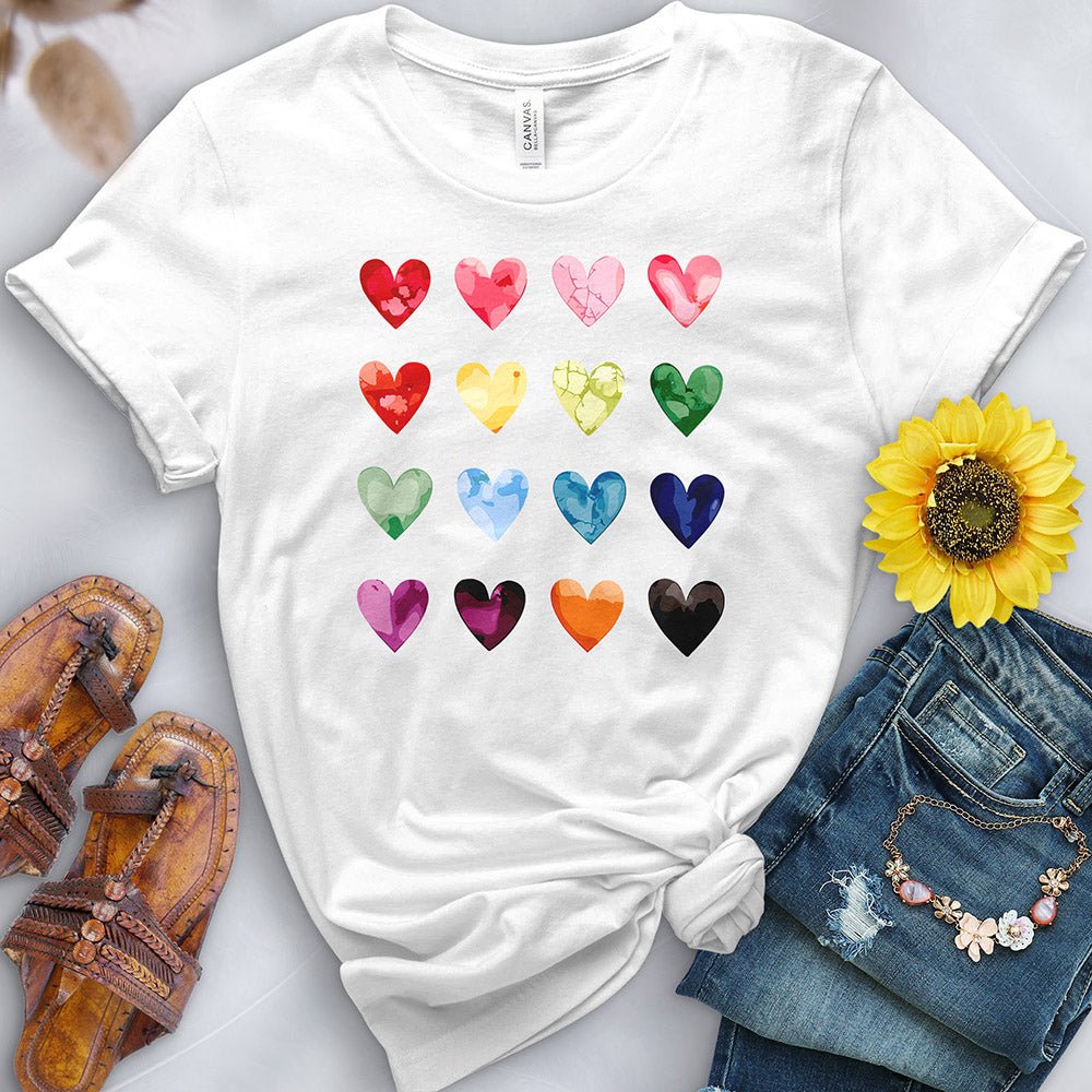 Colored Hearts Tee - Free Spirited