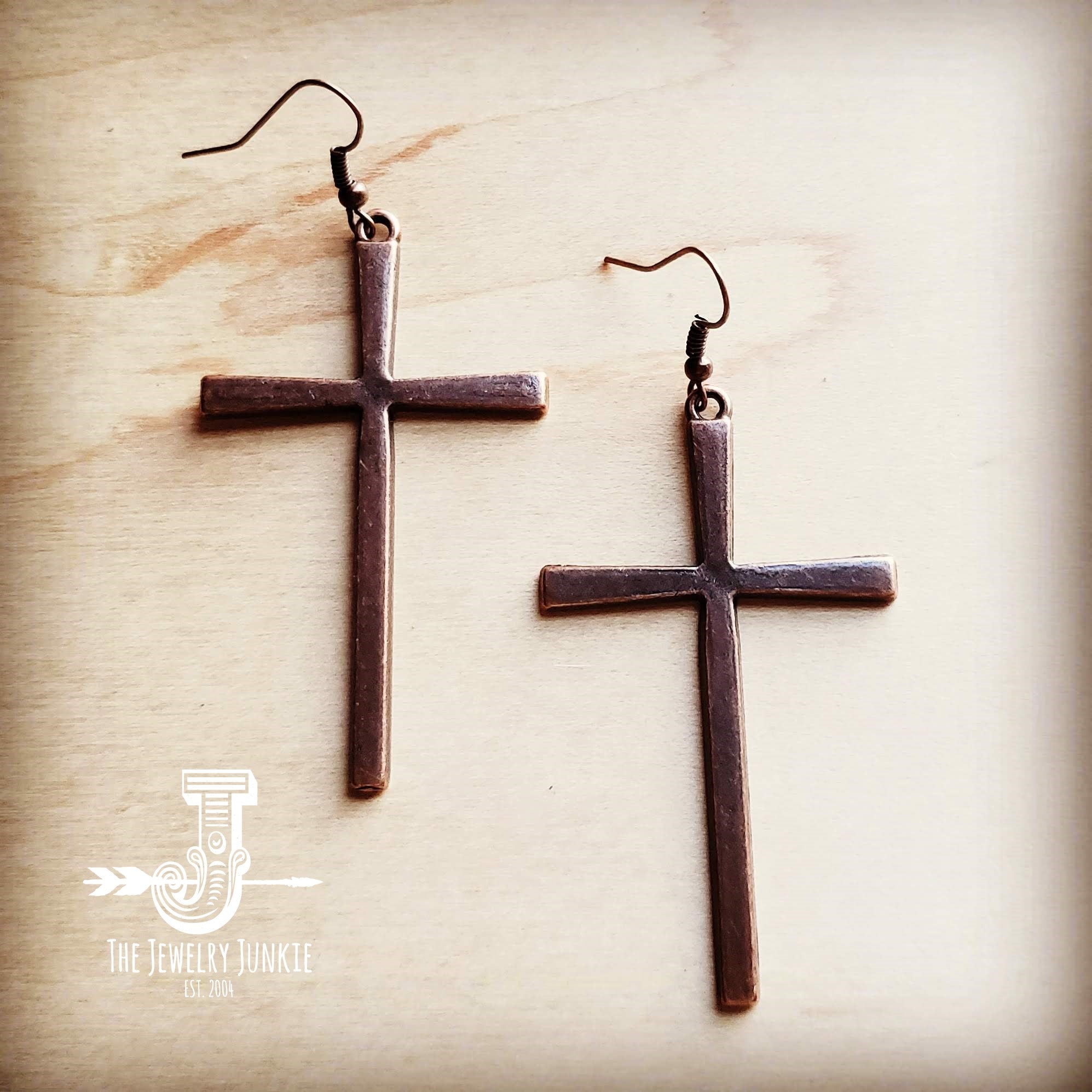 Copper Cross Earrings 235Q - Free Spirited