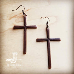 Copper Cross Earrings 235Q - Free Spirited